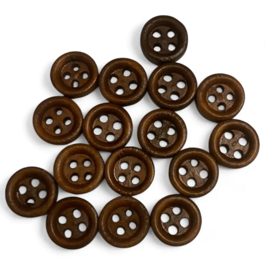 KnitForLess 10mm Brown Wooden Buttons 4 Hole Baby Cardigans Knitting Doll Clothing