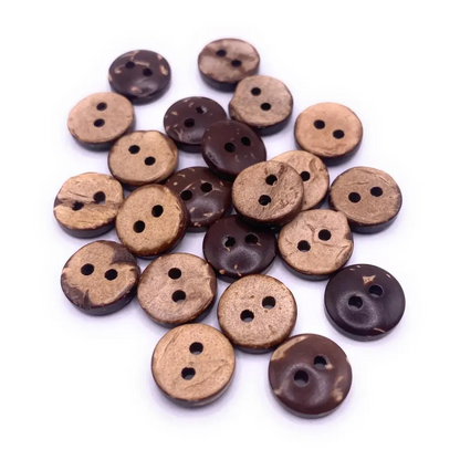 Pile of two-hole coconut buttons.