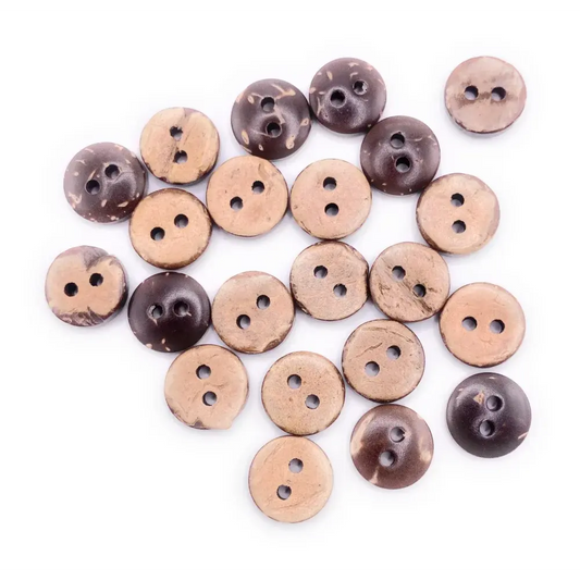 Pile of two-hole coconut buttons.