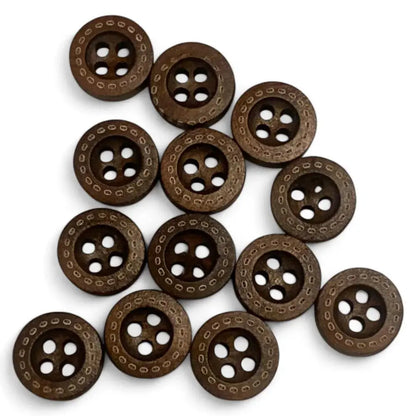 Round brown wooden buttons.