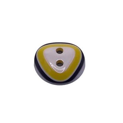 Two-hole triangular button.