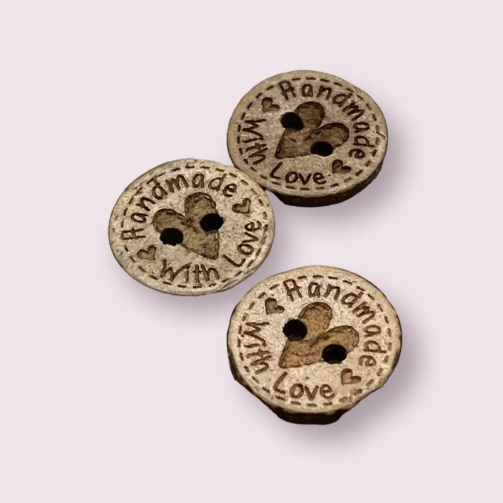 KnitForLess 10Pcs 15mm Coconut Shell Buttons Handmade with Love Great for Cardigans Knitting Sewing