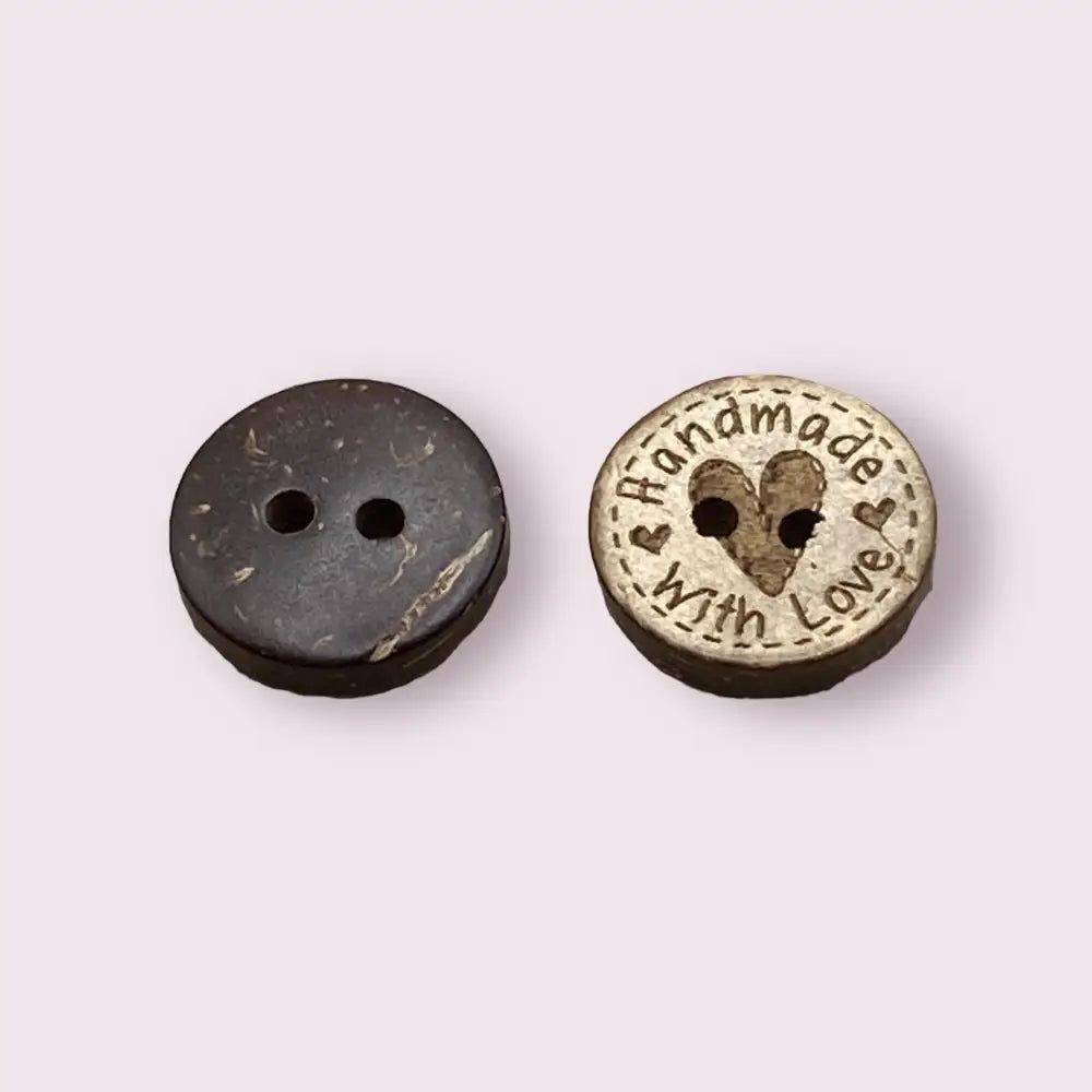 KnitForLess 10Pcs 15mm Coconut Shell Buttons Handmade with Love Great for Cardigans Knitting Sewing