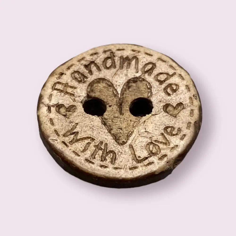 KnitForLess 10Pcs 15mm Coconut Shell Buttons Handmade with Love Great for Cardigans Knitting Sewing