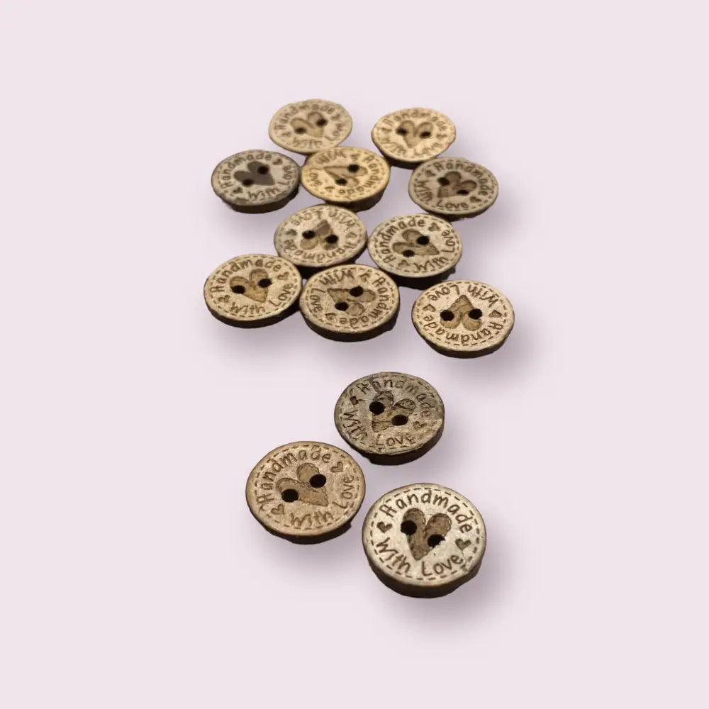 KnitForLess 10Pcs 15mm Coconut Shell Buttons Handmade with Love Great for Cardigans Knitting Sewing