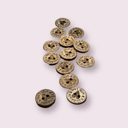Round wooden buttons.