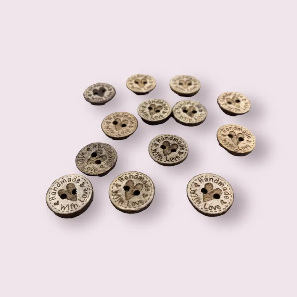 KnitForLess 10Pcs 15mm Coconut Shell Buttons Handmade with Love Great for Cardigans Knitting Sewing