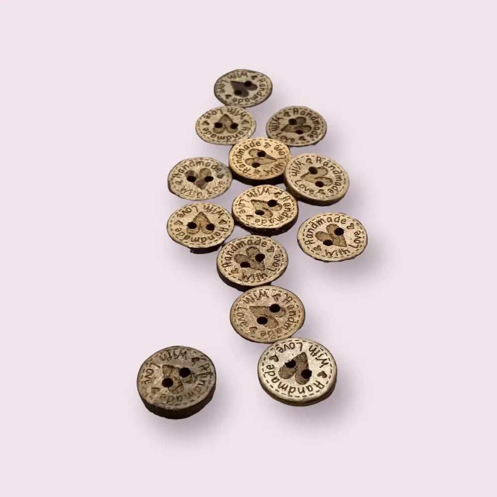 KnitForLess 10Pcs 15mm Coconut Shell Buttons Handmade with Love Great for Cardigans Knitting Sewing
