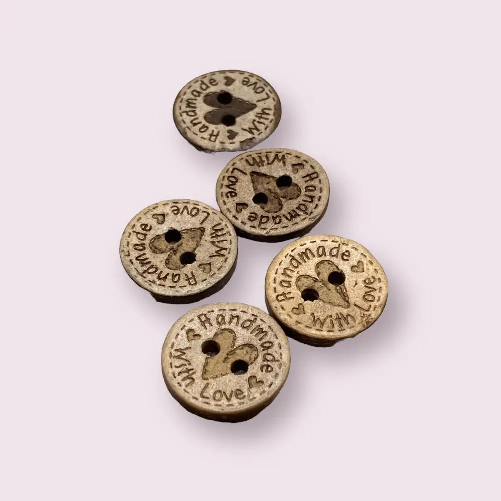 KnitForLess 10Pcs 15mm Coconut Shell Buttons Handmade with Love Great for Cardigans Knitting Sewing