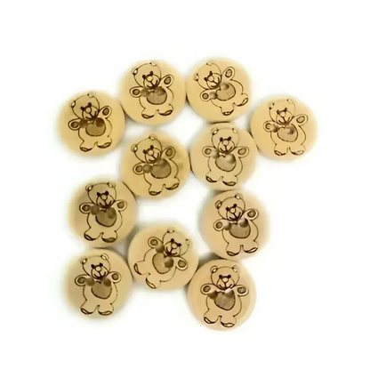 Wooden teddy bear buttons.