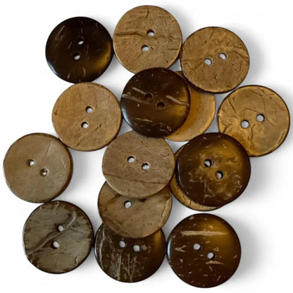 Pile of two-hole coconut buttons.