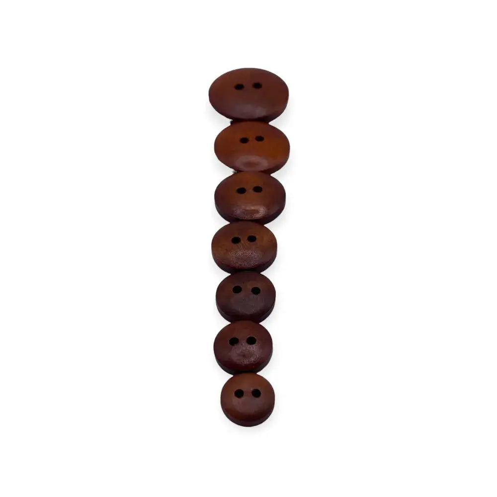 Seven brown, two-hole buttons.