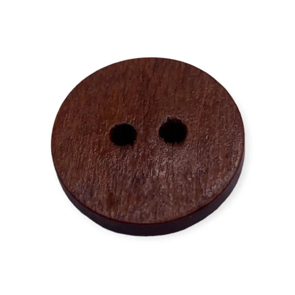 Round, brown, two-hole button.