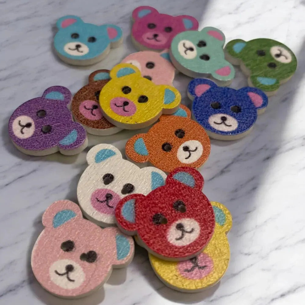 Colorful bear-shaped buttons.