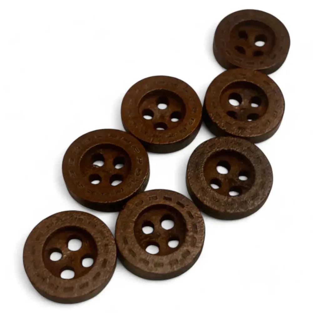 Brown four-hole buttons.