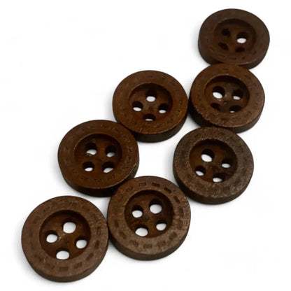 Brown four-hole buttons.