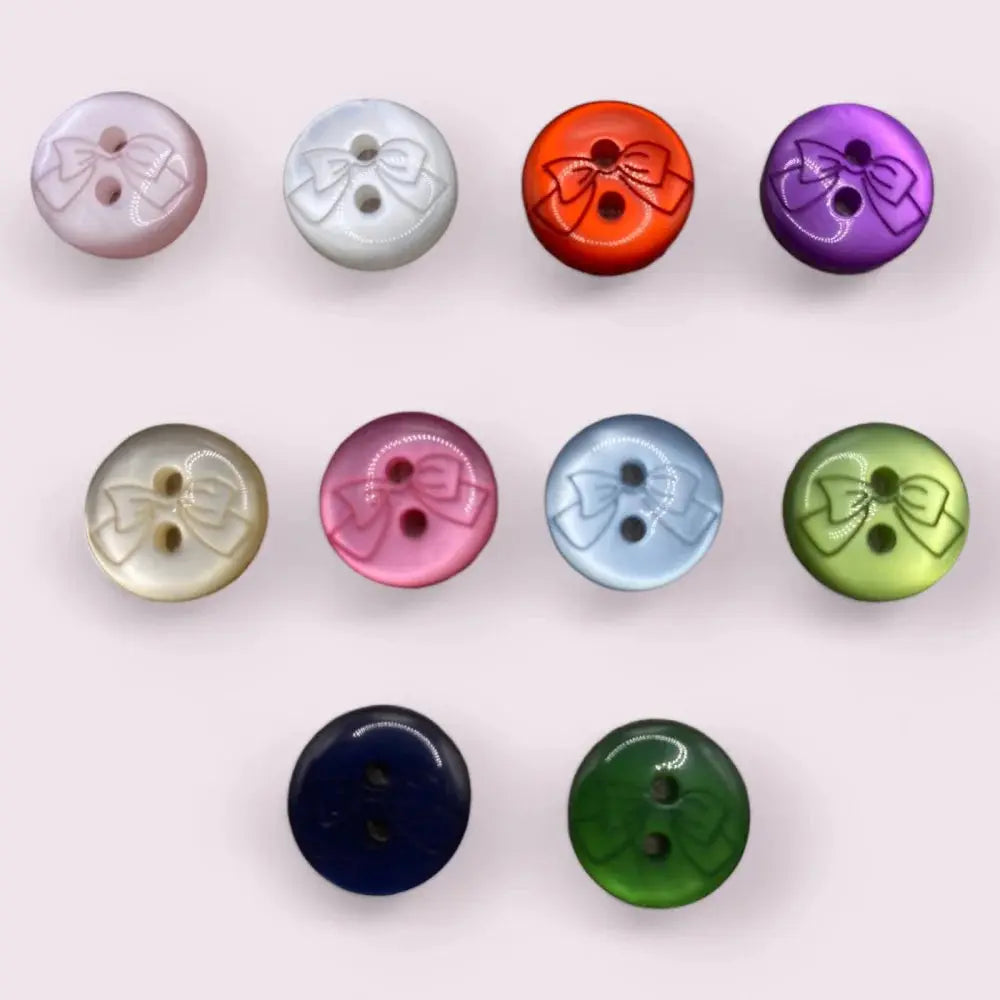 Colorful bow-embossed buttons.