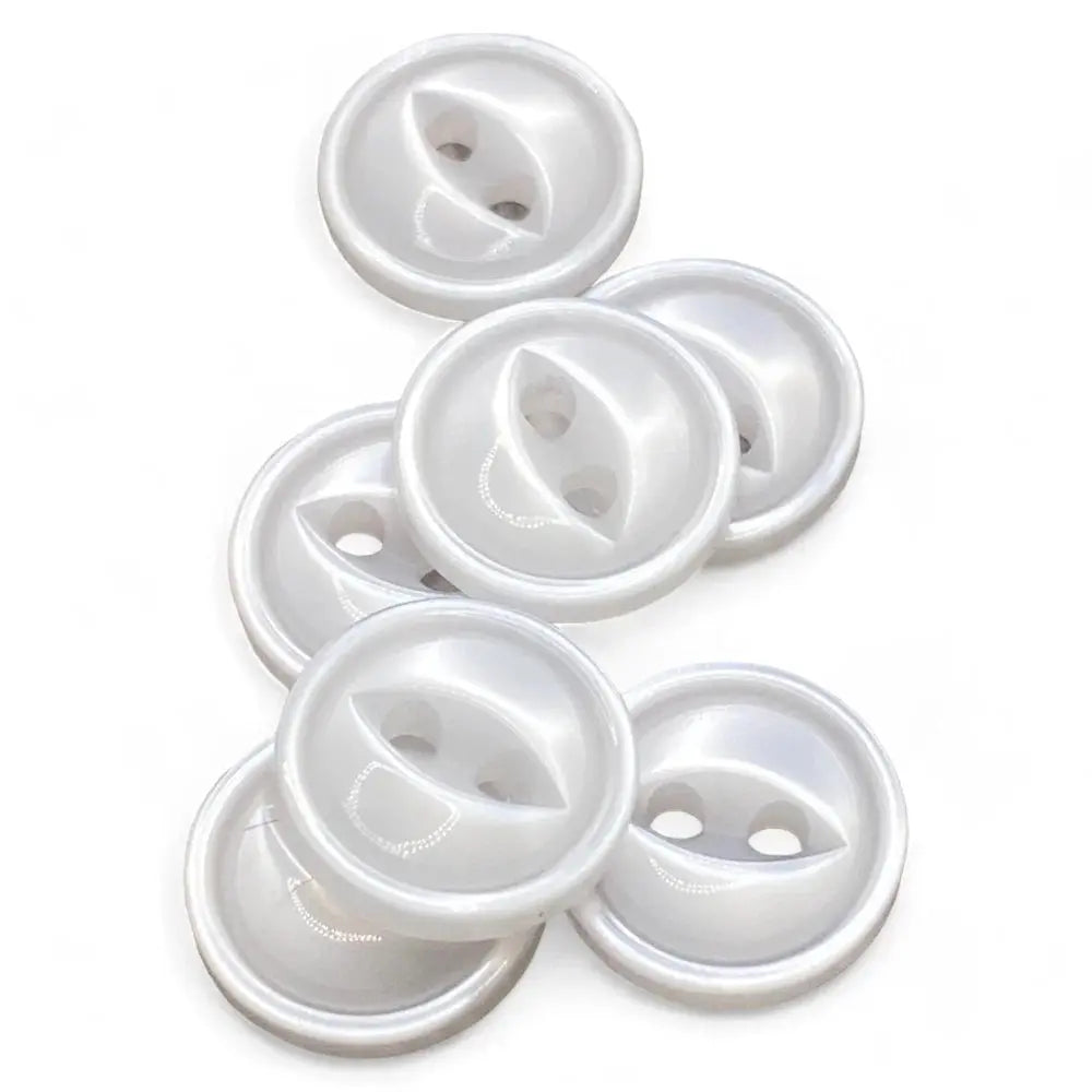 Pile of white, two-hole buttons.