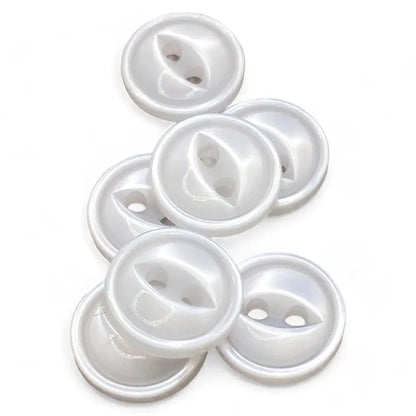 Pile of white, two-hole buttons.