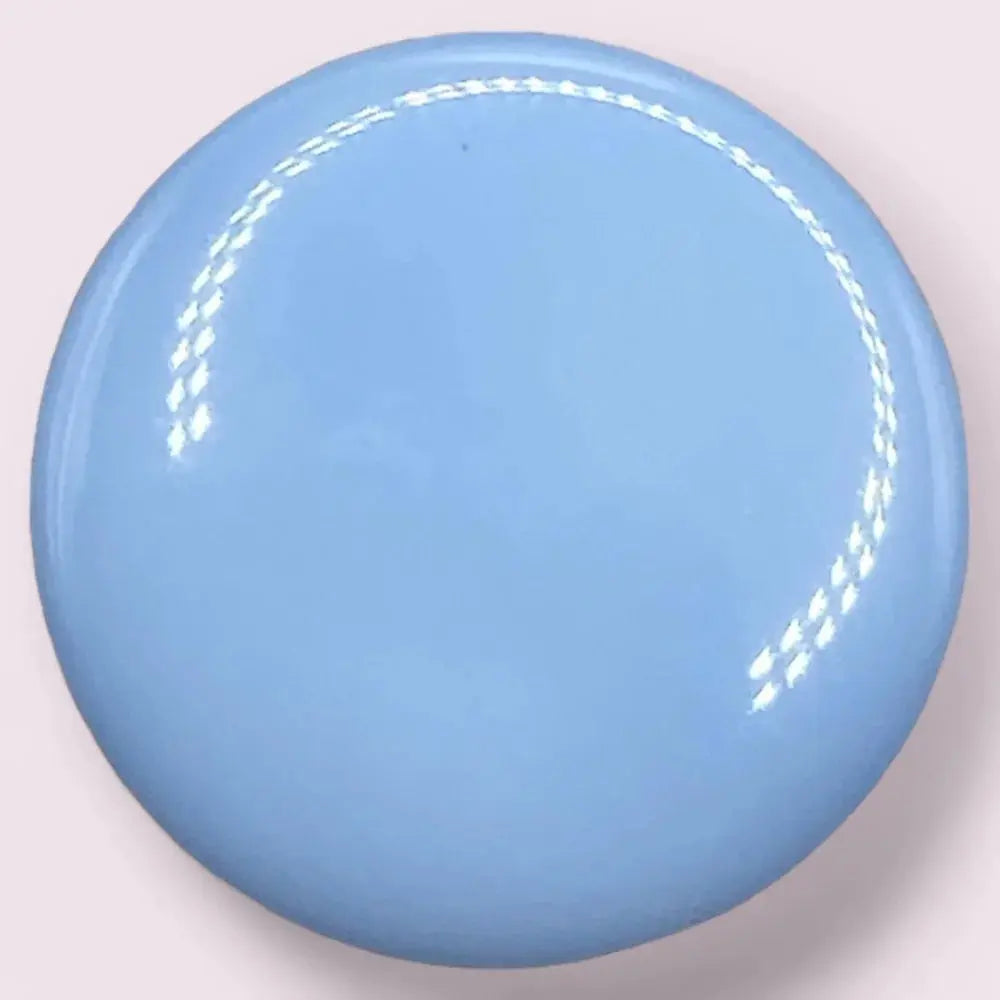 Glossy light blue disc.