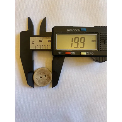 Button measured at 19.9 mm.