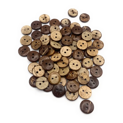 Pile of two-hole coconut buttons.