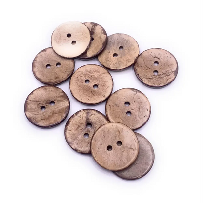 Pile of brown coconut buttons.