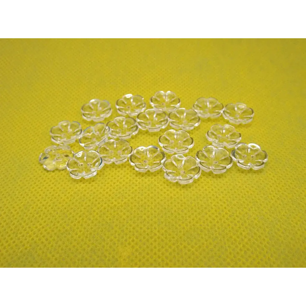 Translucent flower-shaped beads.