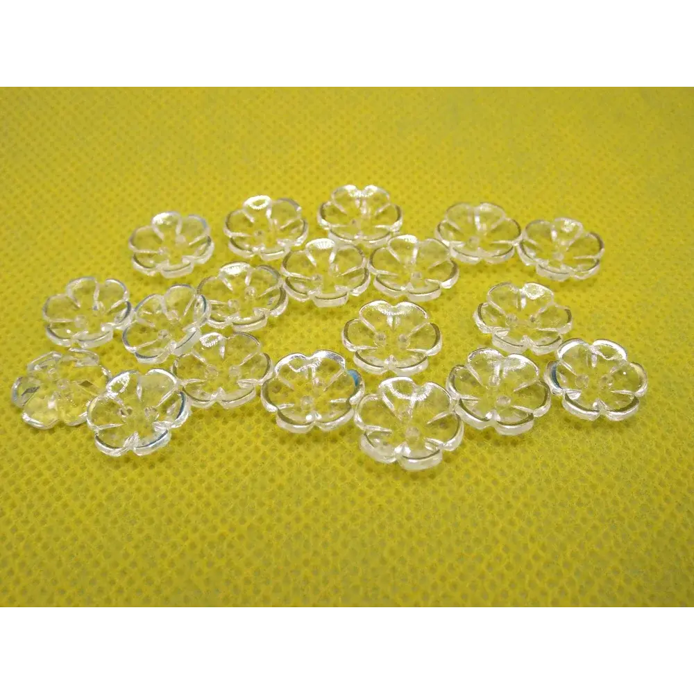 Translucent flower-shaped beads.