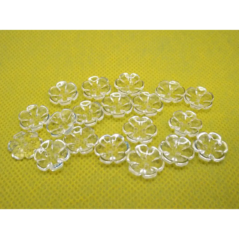 Translucent flower-shaped beads.