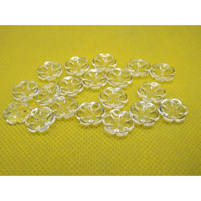 Translucent flower-shaped beads.