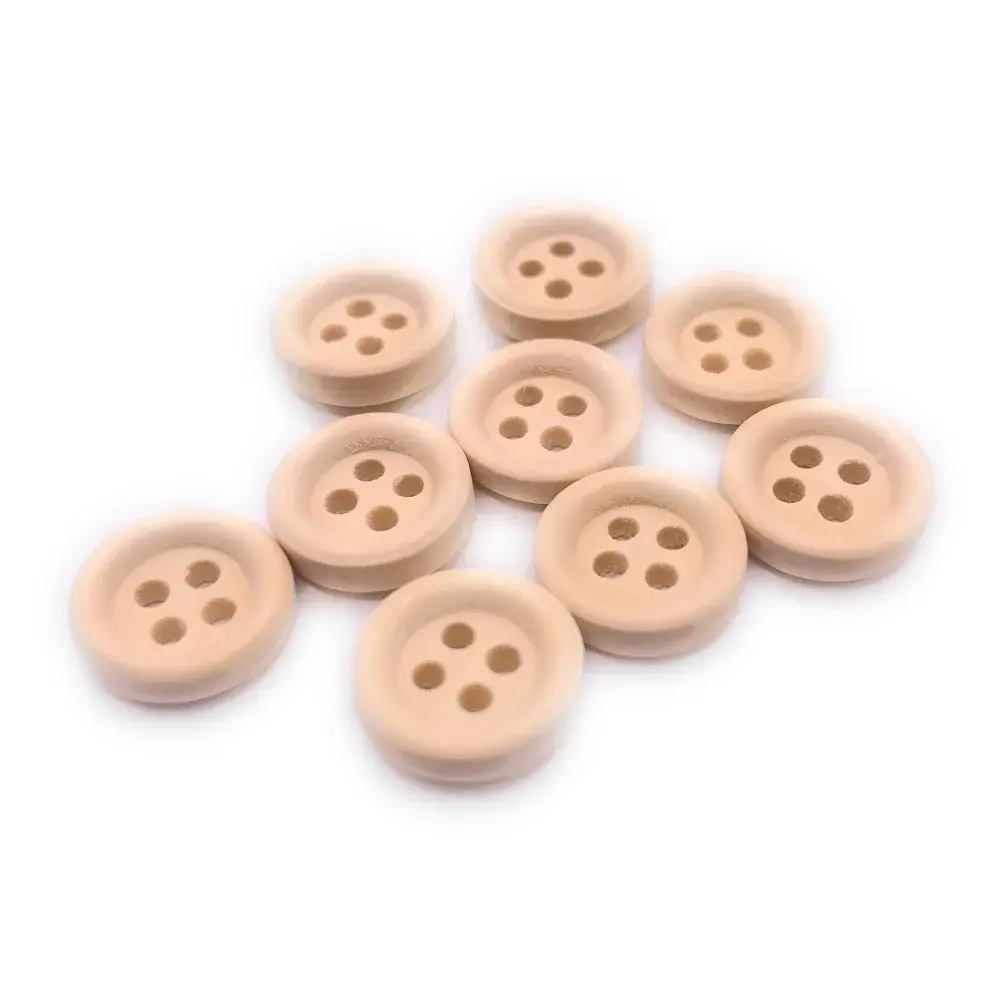 Group of four-hole wooden buttons.