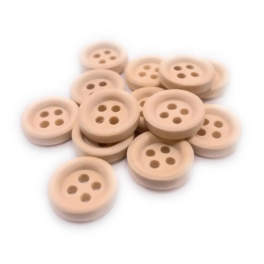 KnitForLess 13mm Natural Wooden Buttons 4 Hole Sewing Knitting Childrens Cardigan