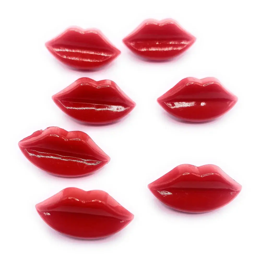 Glossy red lip-shaped candies.