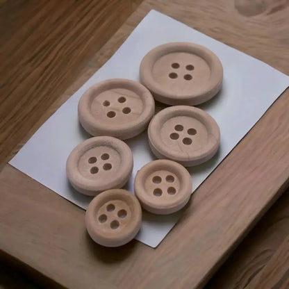 Wooden sewing buttons.