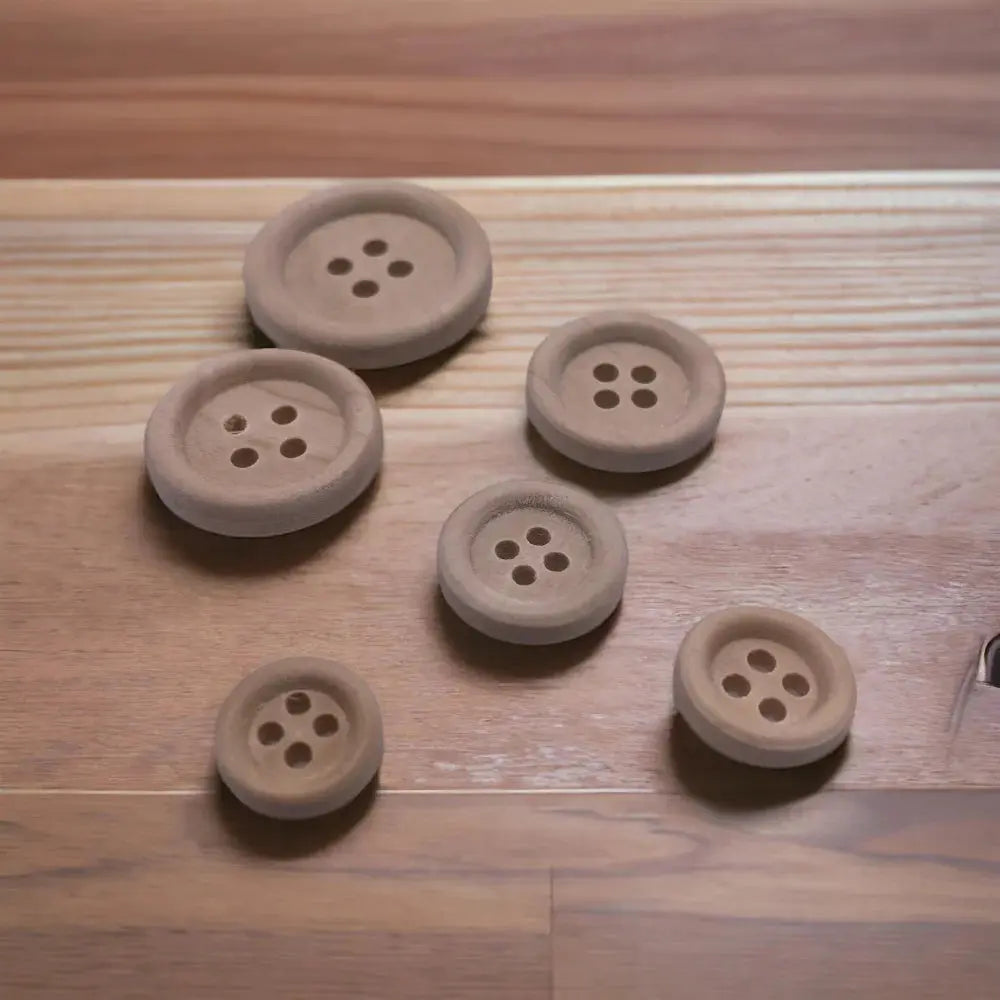 Wooden sewing buttons.
