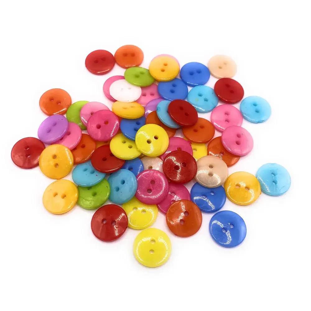 Colorful pile of two-hole buttons.