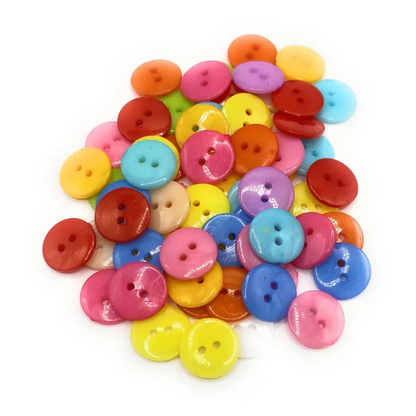 Pile of colorful two-hole buttons.