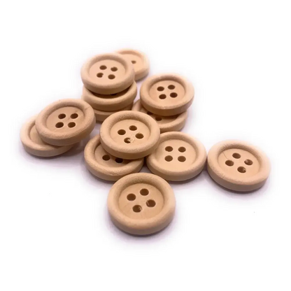 Wooden four-hole buttons.