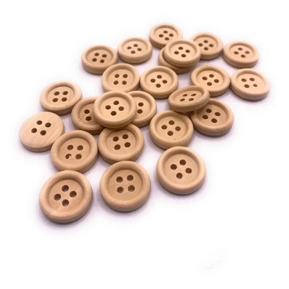 Wooden four-hole buttons.