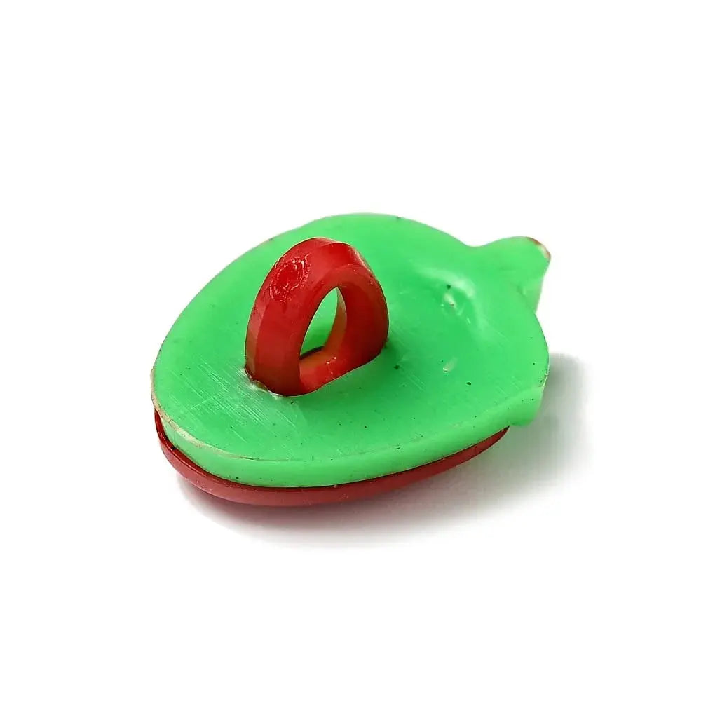 Green and red shank button.
