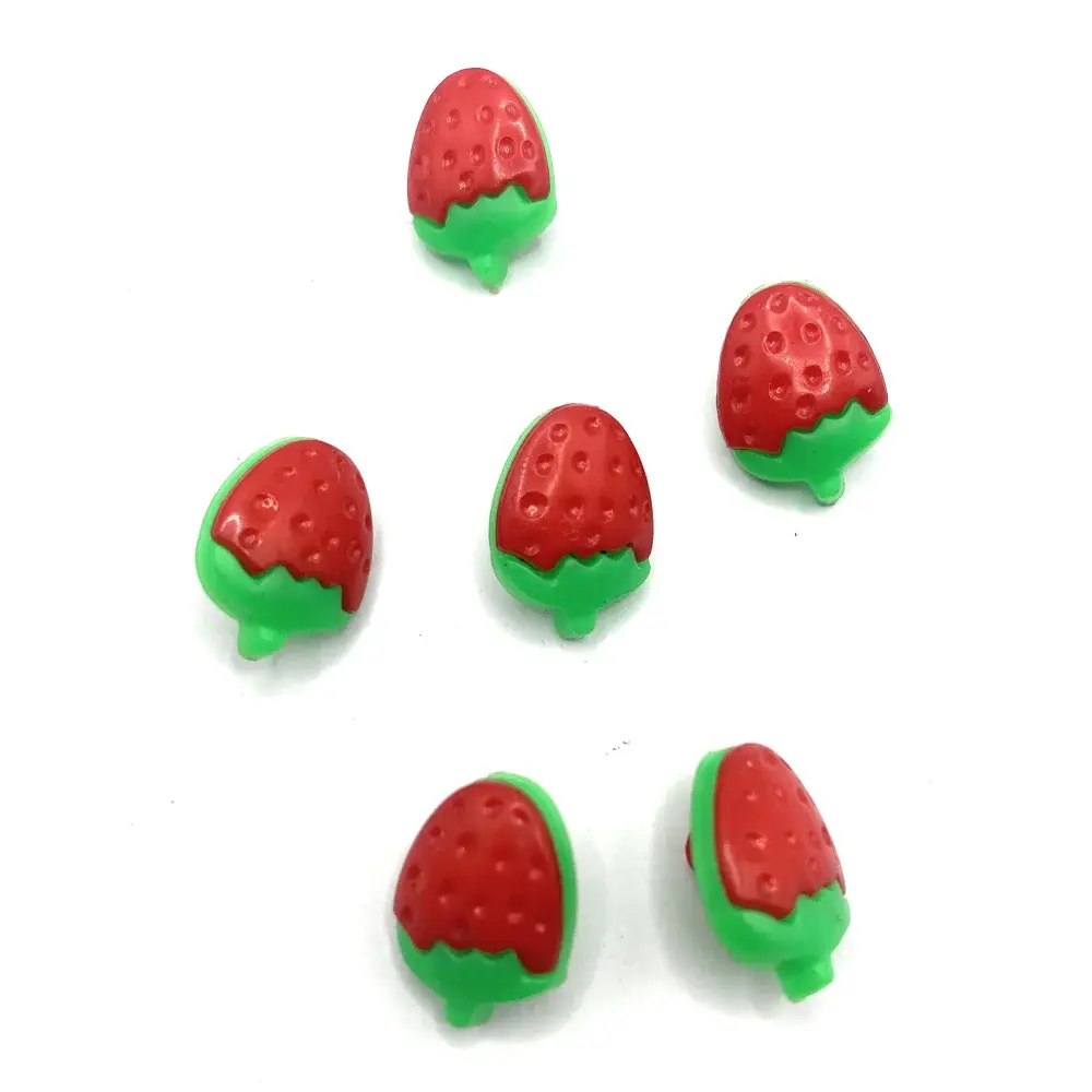 Strawberry-shaped craft buttons.