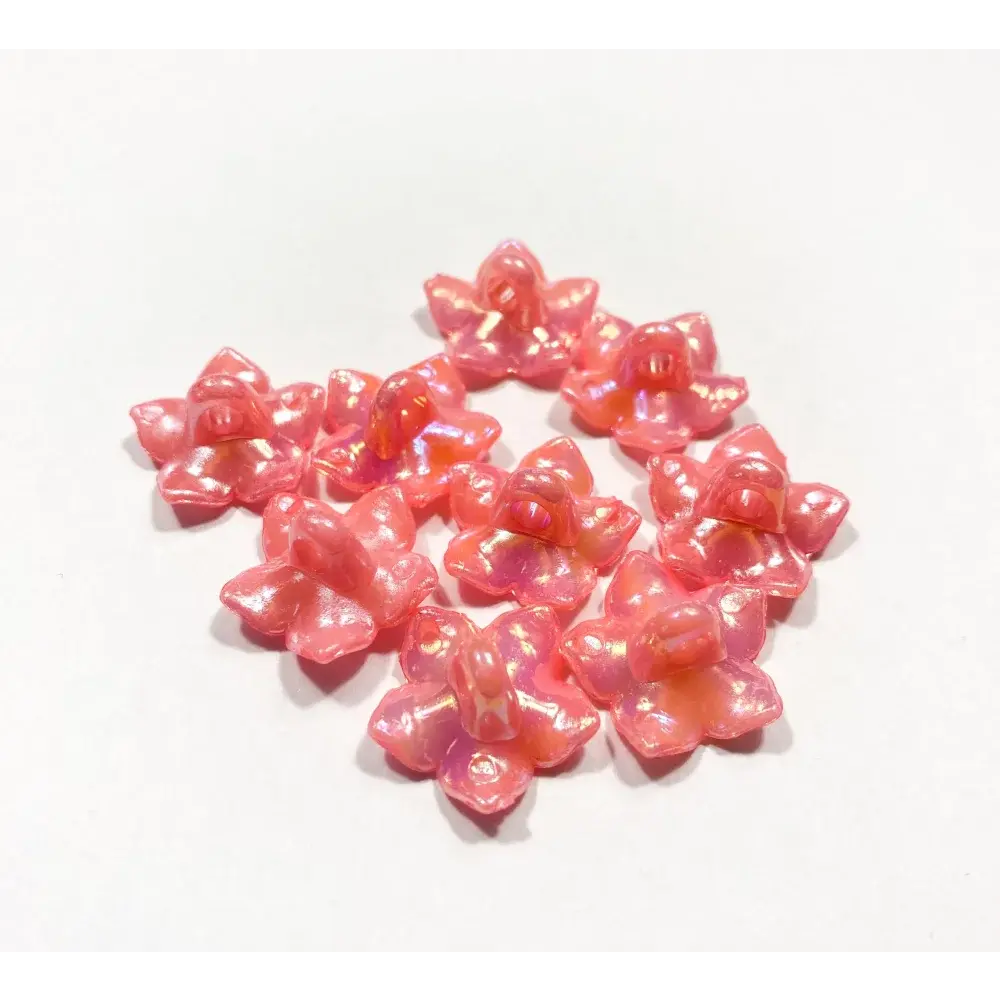 Pink iridescent flower beads.