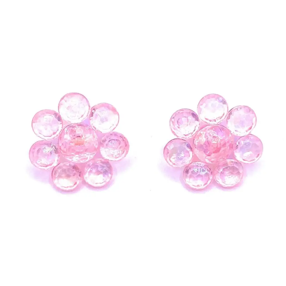 KnitForLess 17x17mm Transparent Pink Shank Flower Buttons Handmade Knitting Crochet Sewing