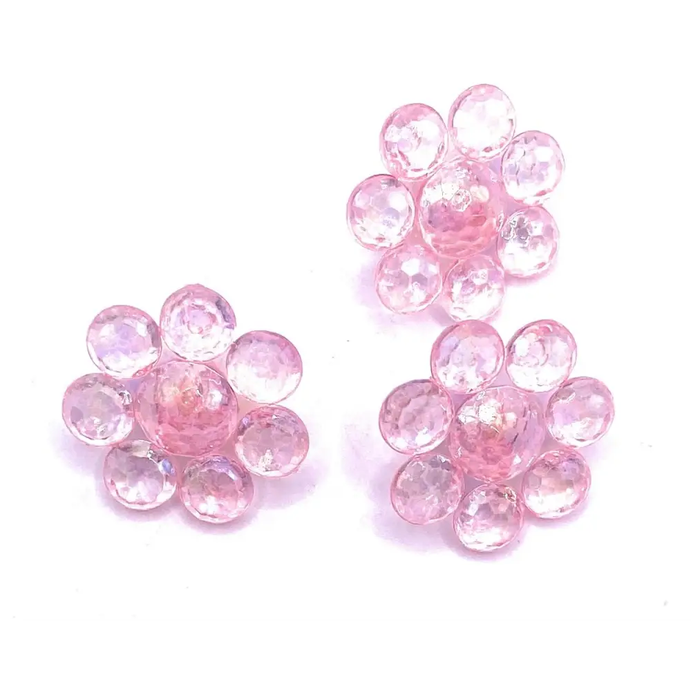 KnitForLess 17x17mm Transparent Pink Shank Flower Buttons Handmade Knitting Crochet Sewing