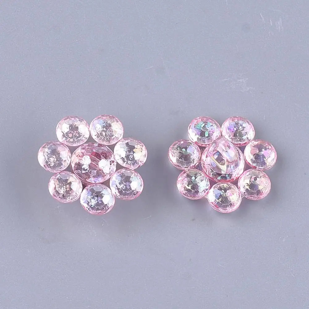 KnitForLess 17x17mm Transparent Pink Shank Flower Buttons Handmade Knitting Crochet Sewing