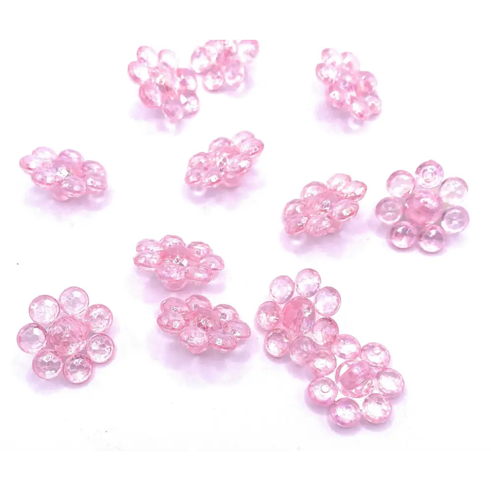 KnitForLess 17x17mm Transparent Pink Shank Flower Buttons Handmade Knitting Crochet Sewing