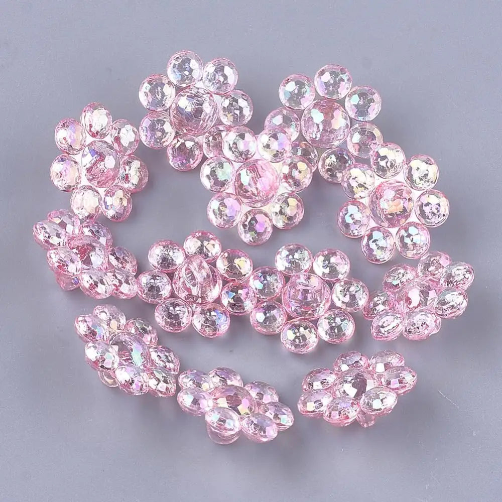 KnitForLess 17x17mm Transparent Pink Shank Flower Buttons Handmade Knitting Crochet Sewing