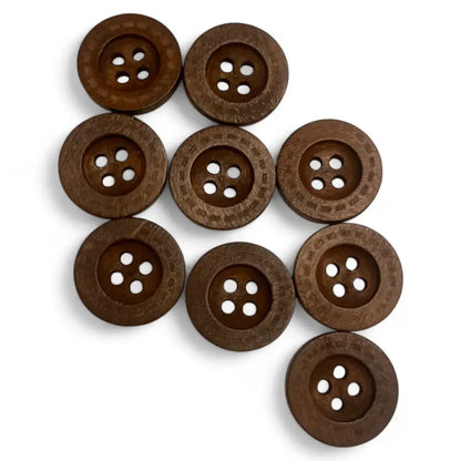 KnitForLess 18mm Brown Wooden Buttons 4 Hole Classic Vintage Sewing Button