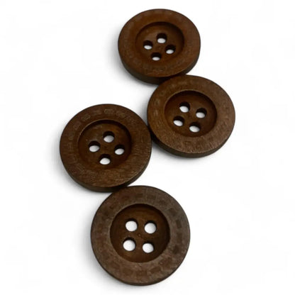 KnitForLess 18mm Brown Wooden Buttons 4 Hole Classic Vintage Sewing Button